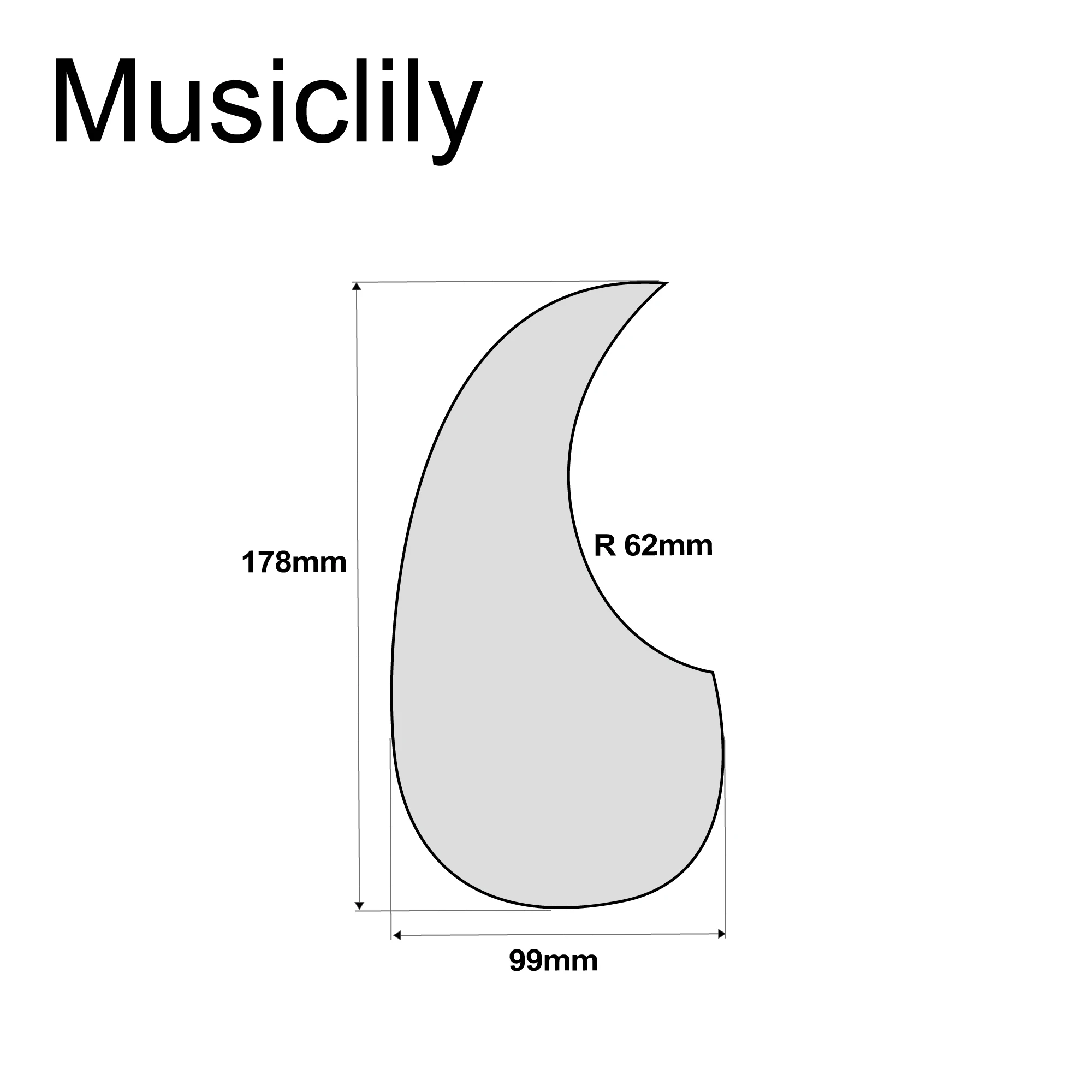 Musiclily Left Handed Self Adhesive Teardrop Acoustic Guitar Pickguard for Martin D28 Style guitar