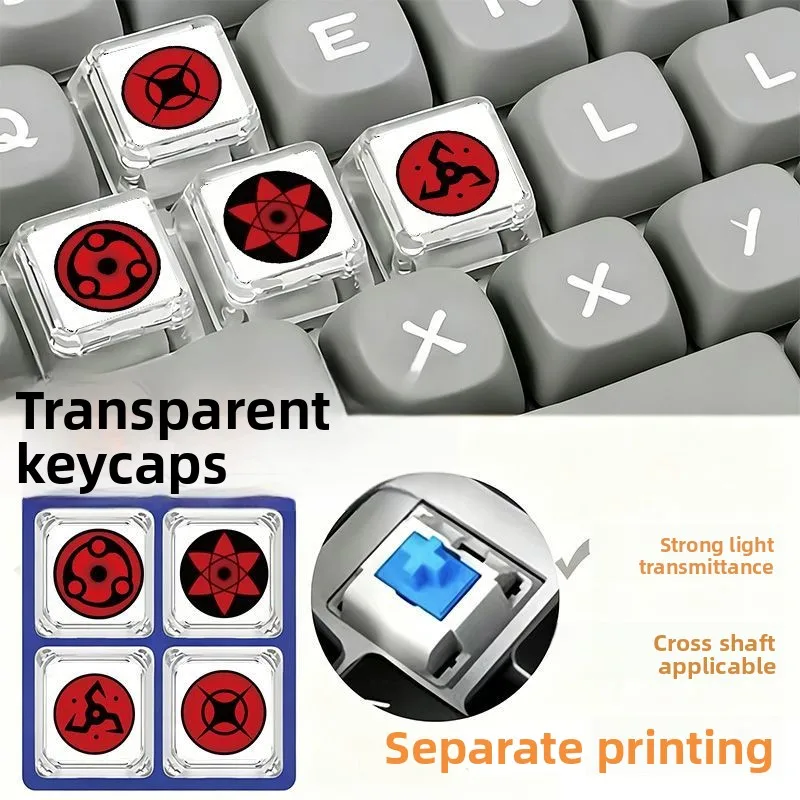 

Naruto Sharingan Single Transparent Cross-Axis Universal Mechanical Keyboard Keycap Personalized PC Key Cap Anime Style