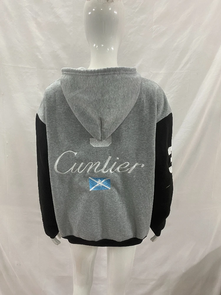 

Grailz LEARL Men's Hooded Hoodie Embroidered War Horse Zipper Splicing Washing Making Old Grinding Style Casual Streetwear