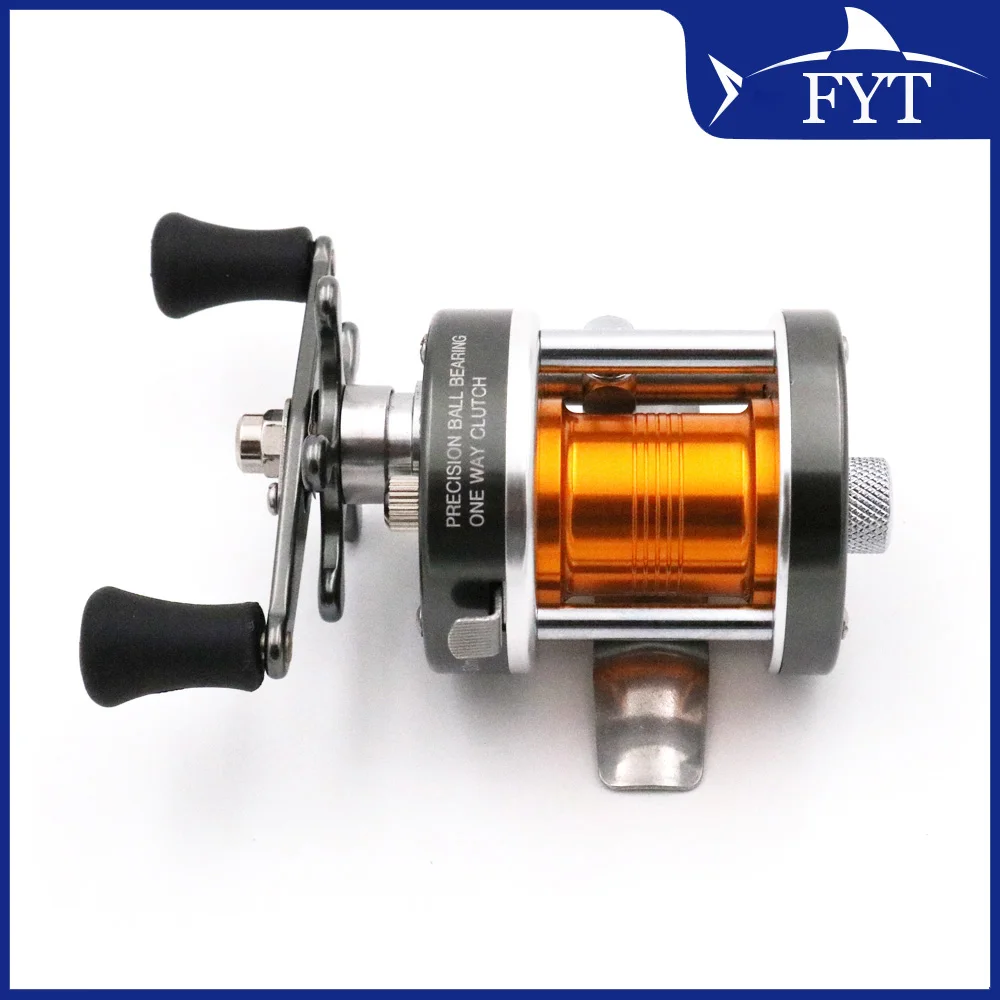 FYT BL25L Moulinet de pêche à tambour entièrement métallique en fonte, pour eau salée, manivelle droite, 3.8:1, moulinet baitcast synchrone avec jauge de fil