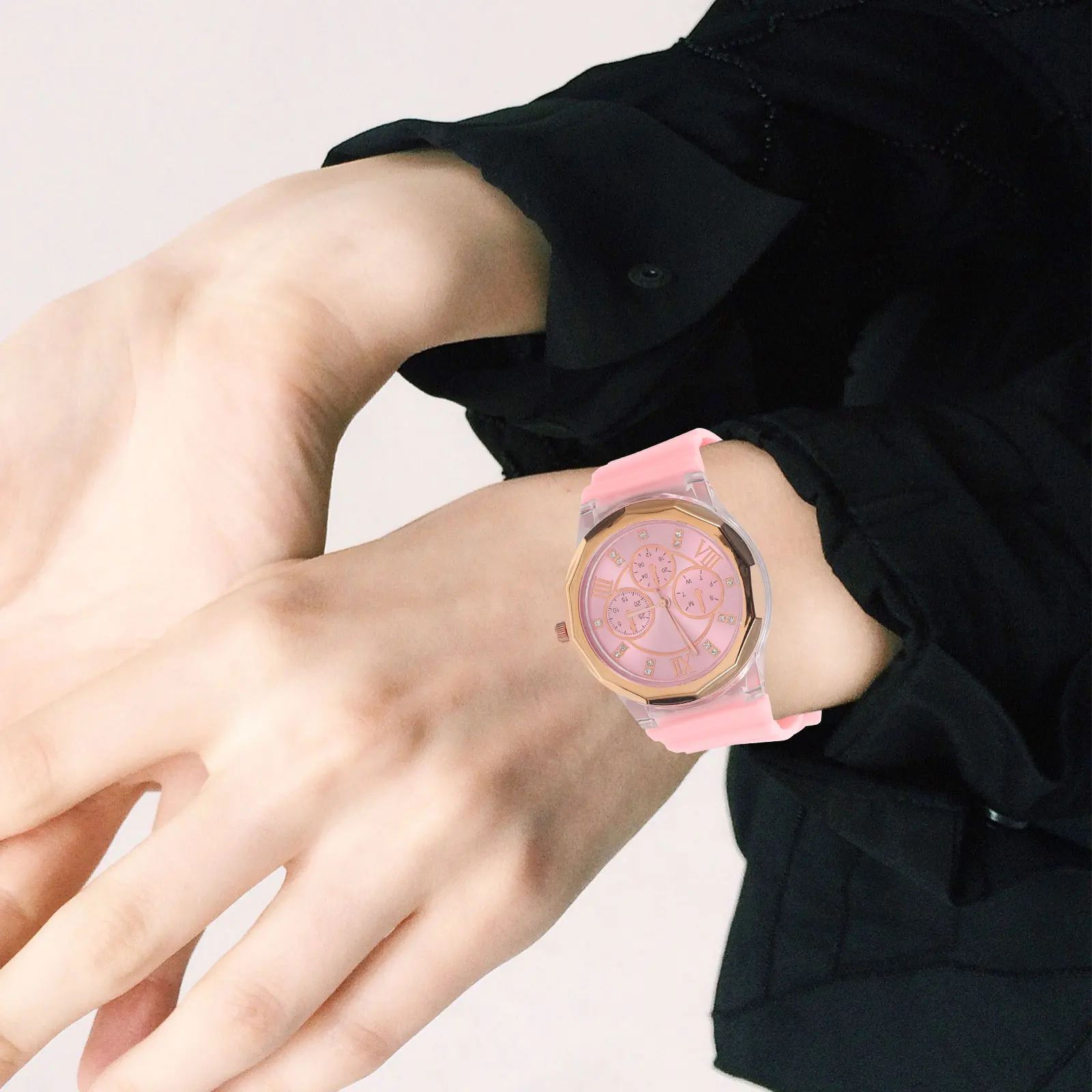 Кварцевые часы Оранжевые силиконовые часы с бабочками Ремешок для часов с узором Наручные часы Женские часы с камнем