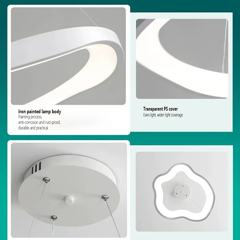 Imagem -06 - Lâmpada Pendente Led Minimalista Nórdica Luz Suspensa para Jantar Sala de Estar Quarto Decoração de Casa Iluminação Interior Redonda 40 cm 50 cm 60cm