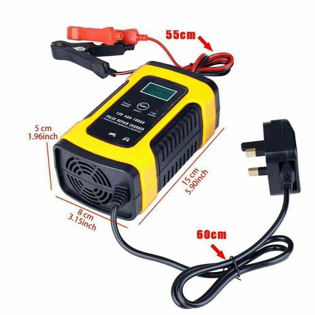 Smart Car Battery Charger 12V Automatic Pulse Repair LCD Display UK Plug