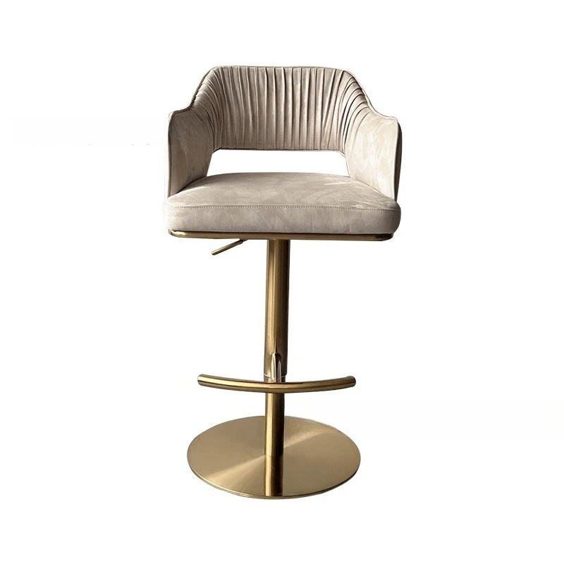 

Light luxury stainless steel bar chair, high stool rotating backrest