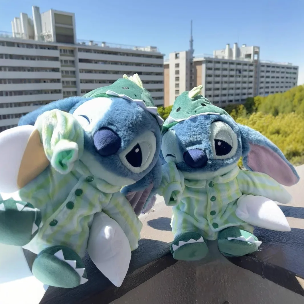 

Stitch Dinosaur Pajamas Cute Plush Doll Cosplay Toys Stuffed Room Decora Desk Girl Boy Gifts for Kids 32CM