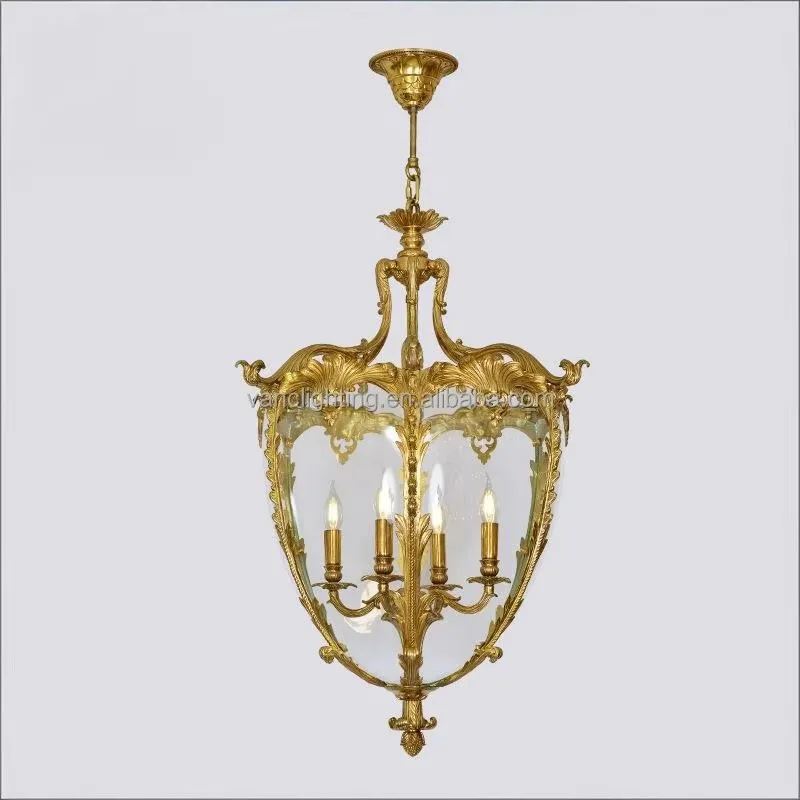 French luxury solid brass chandelier candle lantern lighting restaurant porch balcony