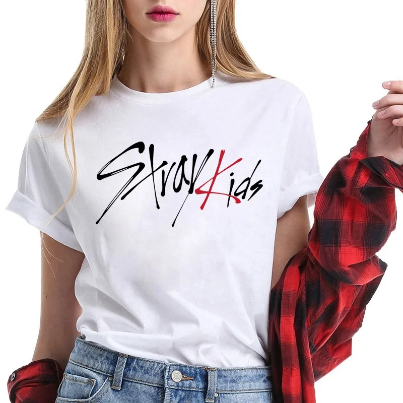 

KPOP Kids T-shirt Stray And Kids Letter Print Short Sleeve Men Women Fans Fashion Casual Outdoor Shirts Tops