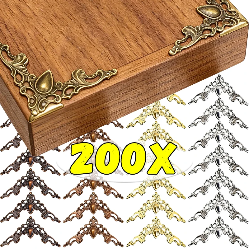 20/200x Protectores de Esquinas Metálicos Decorativos para Libros, Álbumes de Fotos, Marcos, Joyas, Cajas de Madera