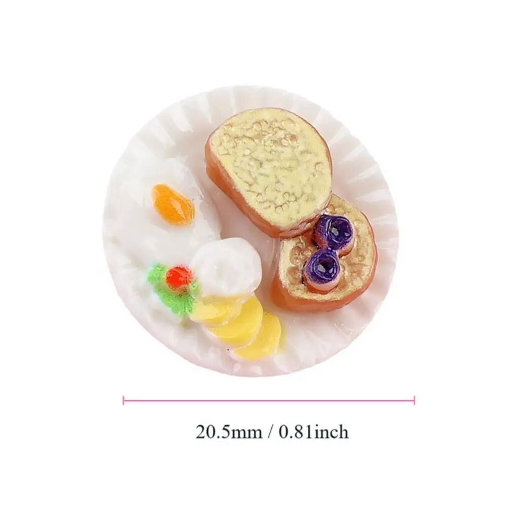 Colorful Dollhouse Miniature Simulation Food Model Creative Resin Kitchen Accessories DIY Breakfast Combination Platter