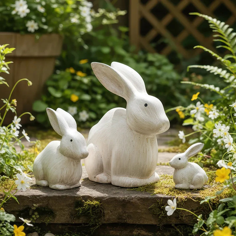 

Деревянные украшения в виде скандинавских животных из трех кроликов для сада, художественная фигурка, двор, балкон и уличное ремесло