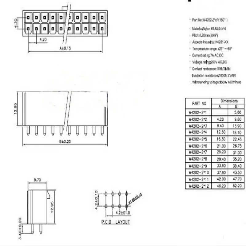 5sets 5557 5569 Auto Connector Spacing 4.2MM Terminal/Header/Straight Pin Wire Terminals Electrical Connector Plug for Car Auto