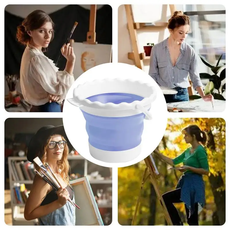 Держатель для кистей, чашка, акварельная кисть, чашка для ополаскивания, силиконовые складные принадлежности для масляной живописи для чистки декоративно-прикладного искусства