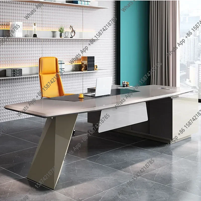 

SmWork Storage Office Desk Standing Minimalist Floor Secretary Quality Office Desk Modern European Light Luxury Bureau Furniture