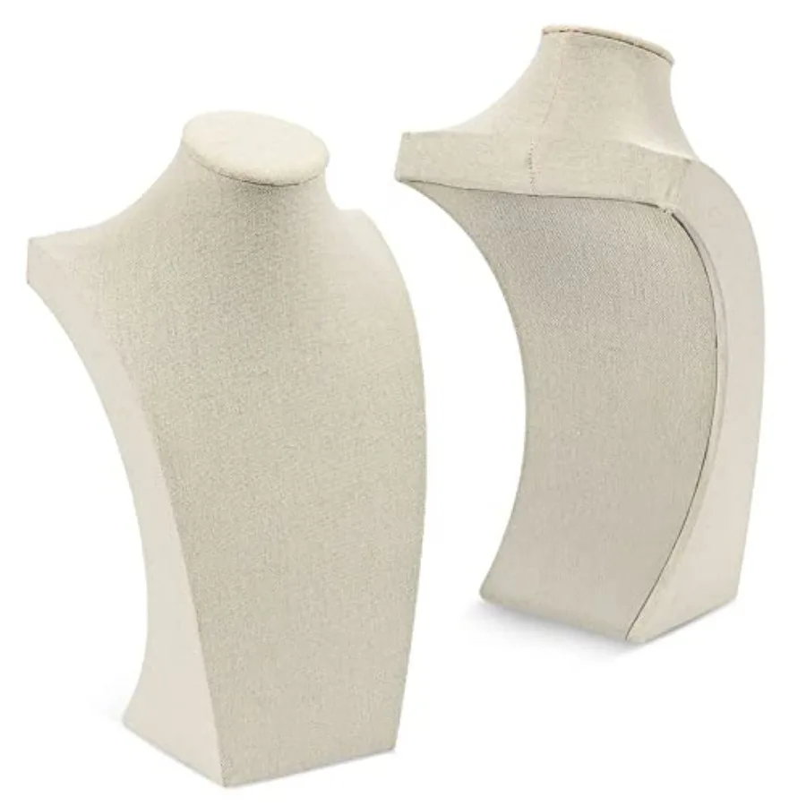 

3 упаковки, 12-дюймовый льняной дисплей для ювелирных изделий, бюст, ожерелье, держатель для манекена, подставка для розничных магазинов и торговых шоу, бежевый