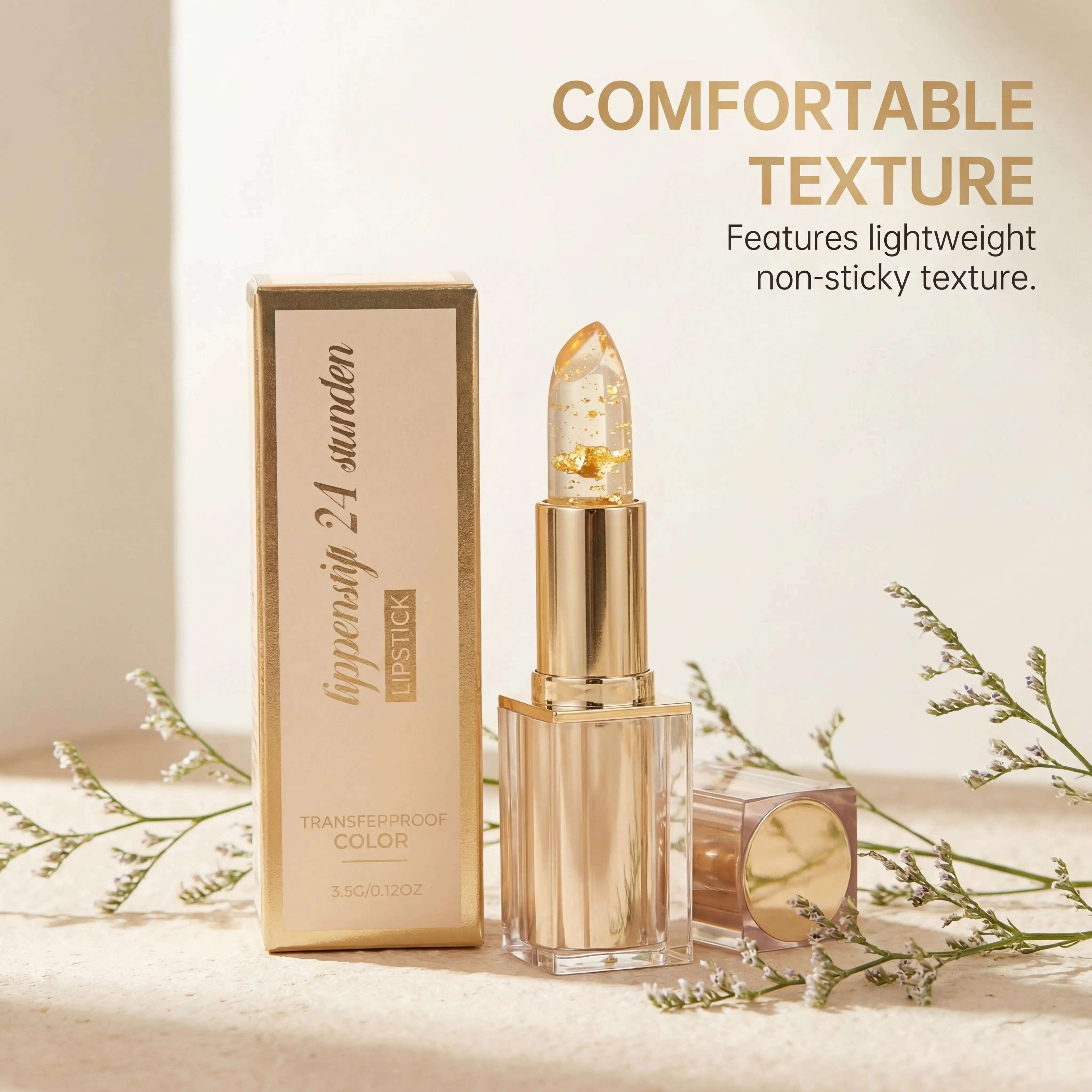 

Gold Foil Lipstick Change Color Moisturizing Lip Fade Lip Lines Plump Lips Contour Elegant Lightweight Hyaluronic Acid Lip Balm