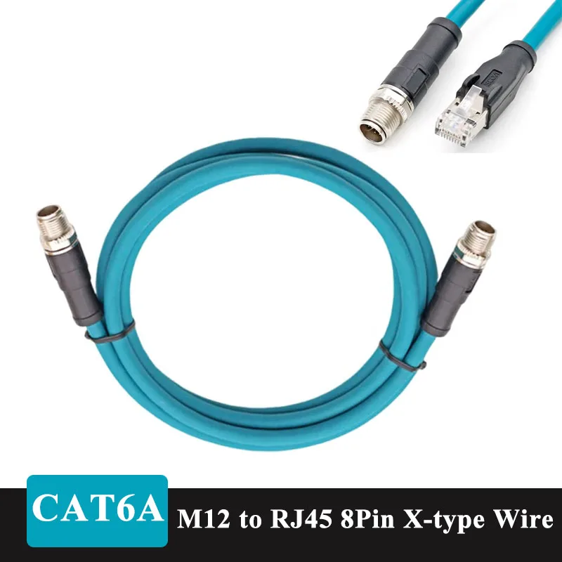 

M12 8P X-type to RJ45 Ethernet Wire Data Cable CAT6A 8Pin X Code Connection Line Industrial Camera Aviation Plug Connector IP67