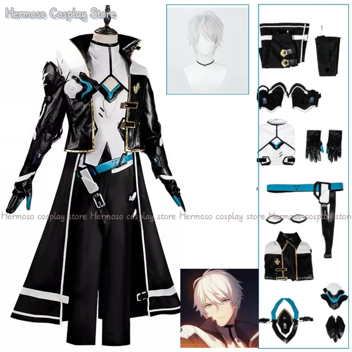 Honkai Impact 3e Kevin Kaslana Mannen Cosplay Kostuum Pruik Cogame Anime Party Uniform Hallohen Spelen Rol Kleding Set