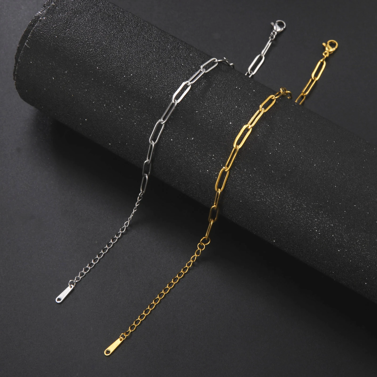 1 Piece Simple Fashion Paperclip Chain Bracelet Stainless Steel Punk Women\'s Men\'s Christmas Gift