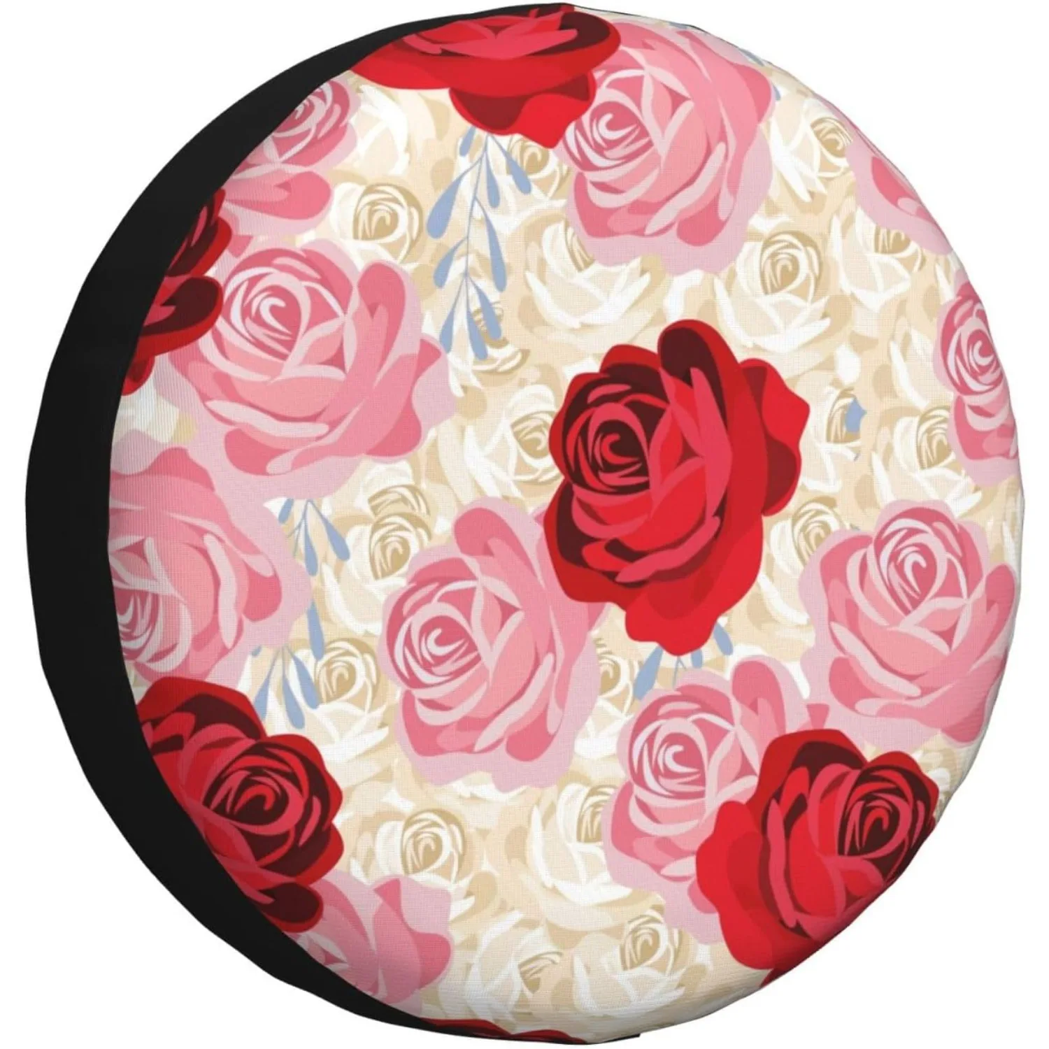 Rose Pattern Spare Tire Cover Waterproof Heavy-Duty All-Weather Wheel Protector for SUV RV