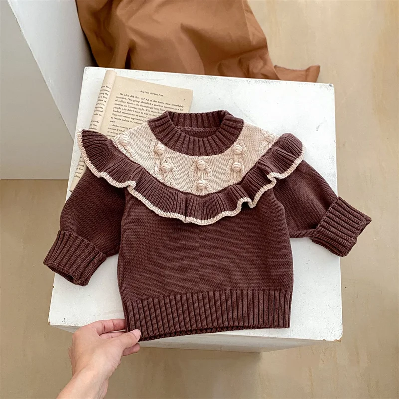 

Girls Sweater Wool Coat Kids Tops Knitting 2024 Cute Thicken Warm Winter Autumn School Pullover Christmas Gift Children's Clothi