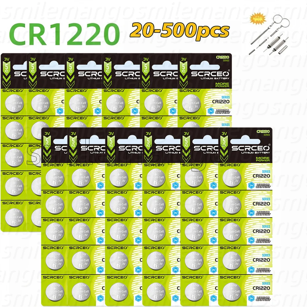 20-500PCS CR1220 3V Lithium Button Battery BR1220 LM1220 DL1220 L04 5012LC Coin Cell Watch CR 1220 Batteries for Toys Remote