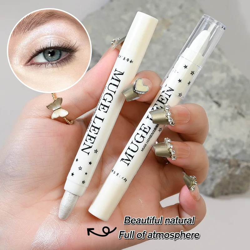 Matita per eyeliner bianco opaco perlato Occhi Testa Illuminante Flash Evidenziatore Ombretto Stick Penna cosmetica per baco da seta sdraiata impermeabile