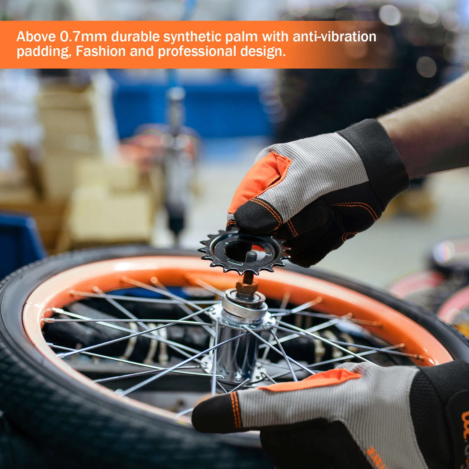 1Pair work gloves Touchscreen Utility  for Men women Ultra-Soft Lightweight  comfortable Multipurpose- Orange Polyester