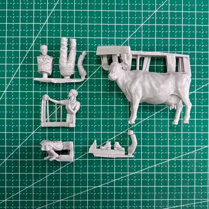 Kit de figurines en résine moulée sous pression, échelle 1/35, soldat allemand et fille de la ferme, 2 figurines avec vache, non assemblée, non peinte