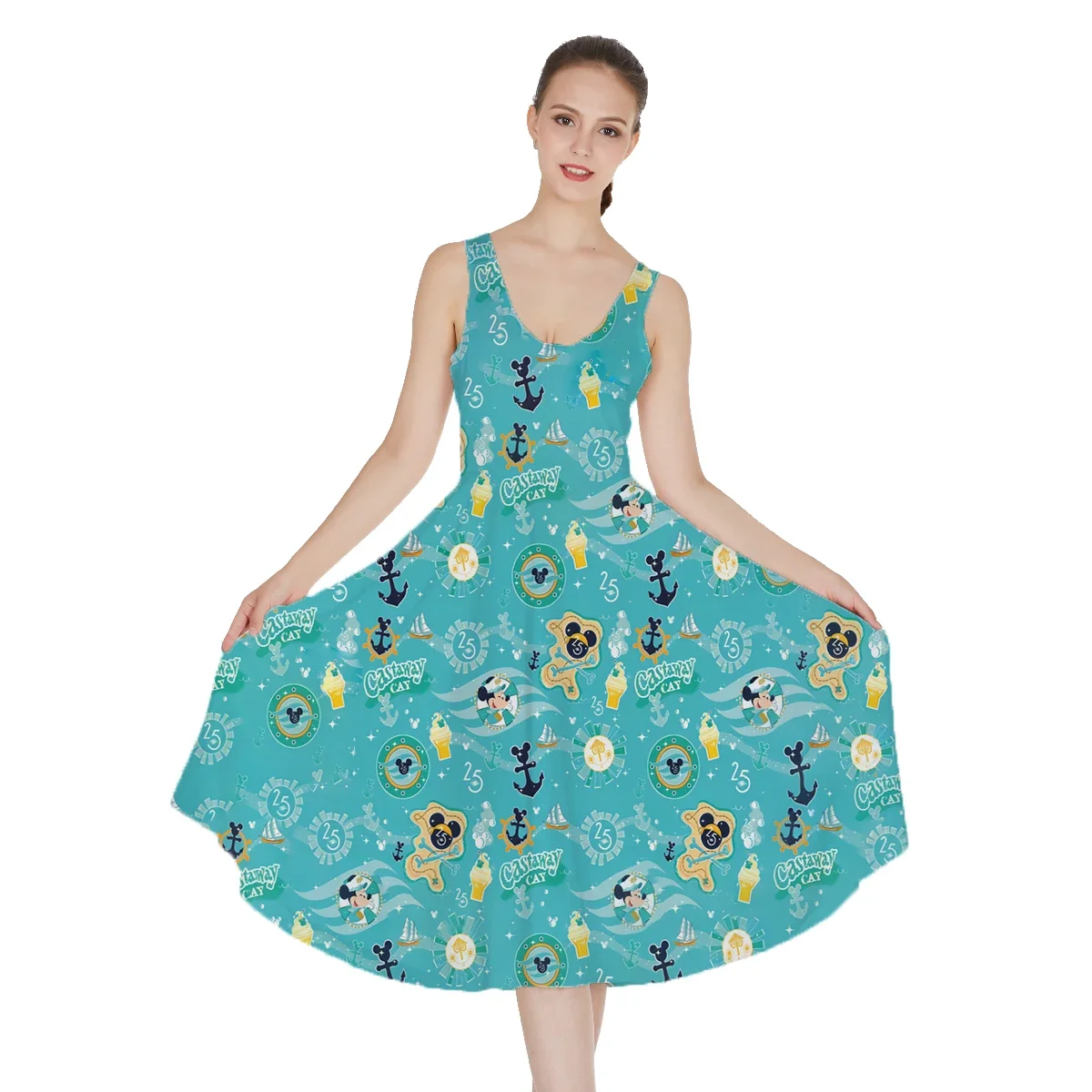 2024 Mickey Ahoy Kleider Frauen lässig Strand kleider Disney Kreuzfahrt schiff inspiriert Kleider Sommer kurze Kleider sexy Party kleid