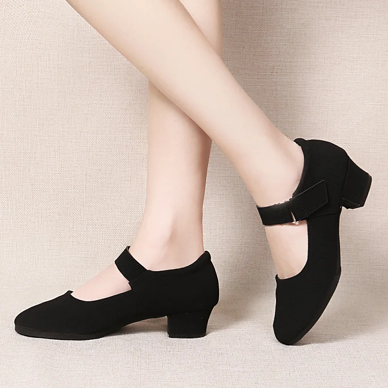Women Modern Dancing Heels for Ballroom Salsa Tango Flamenco Latin Dancing Shoes Women Square Heels Outdoor Soles Black