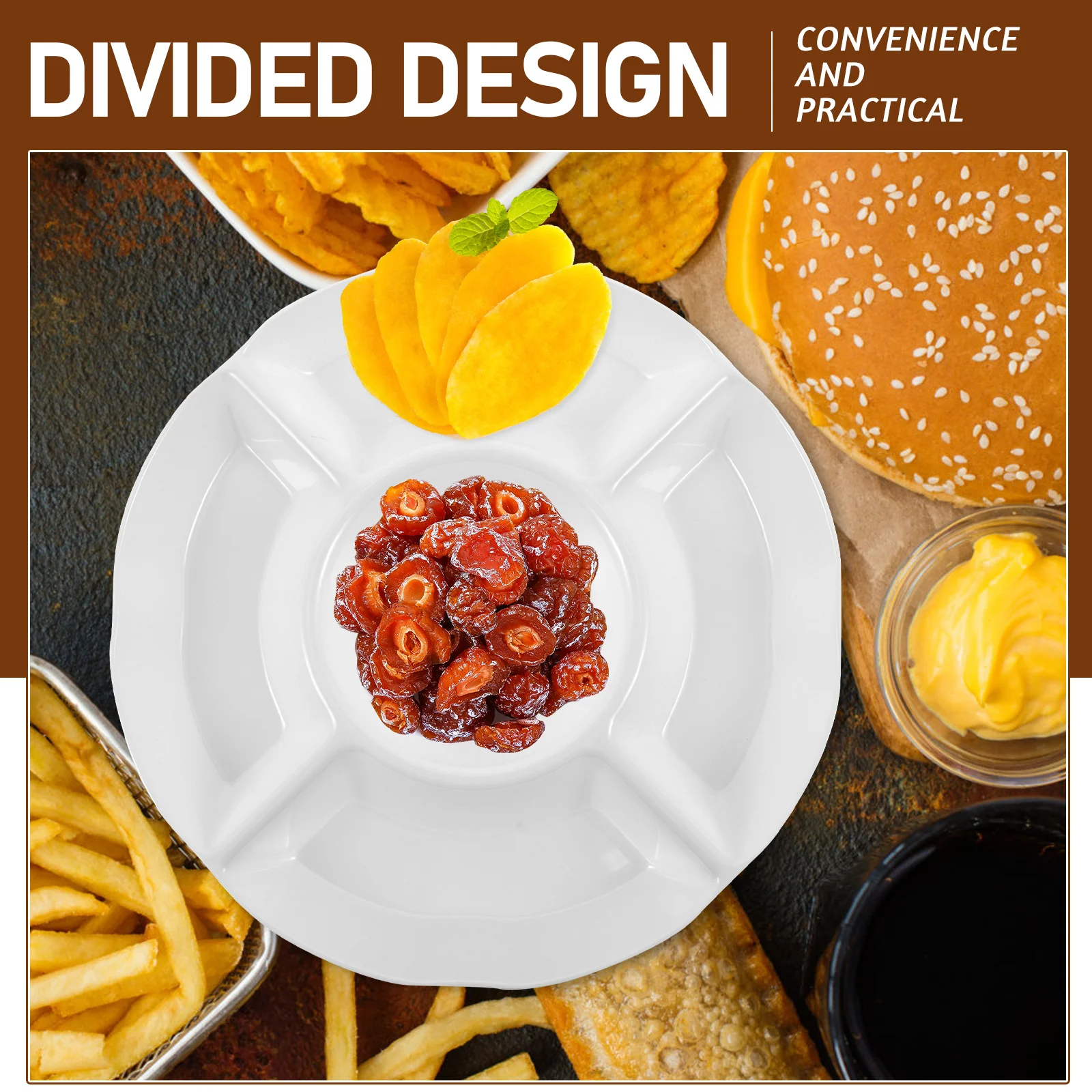 

Fruit Plate Anti-Slip Base Snack Serving Tray Kitchen Living Room Bedroom Candy Storage Vegetable Platter Party