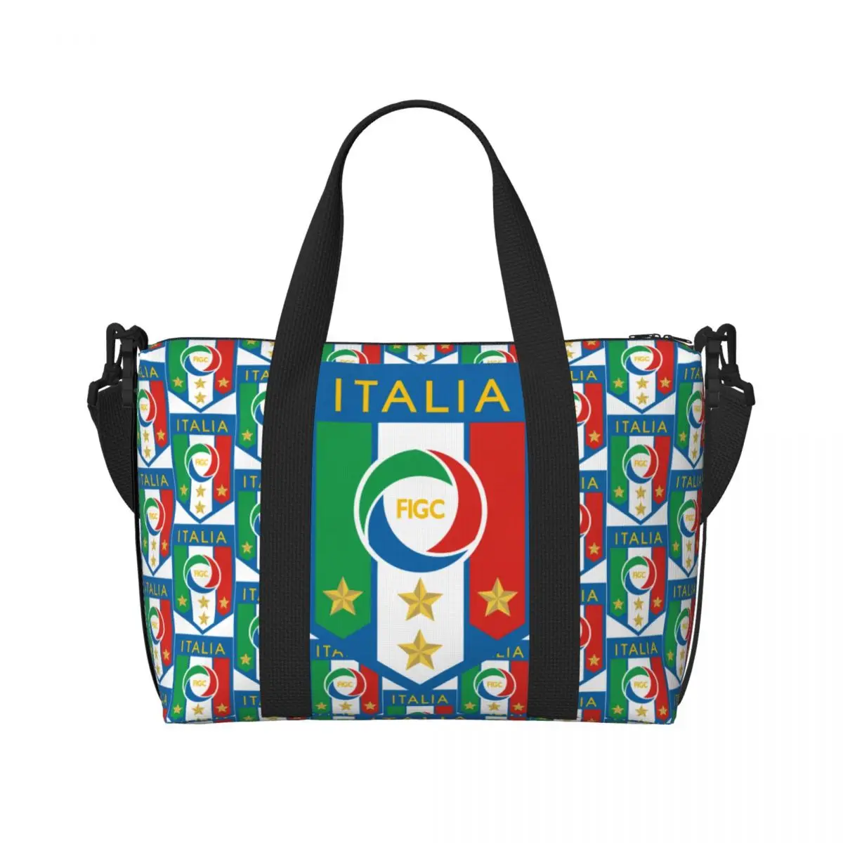 Custom Italian Stars Football Legends Figc Beach Tote Bag Women Extra Large Gym Carry On Italia Soccer Gift Travel Shopping Bags