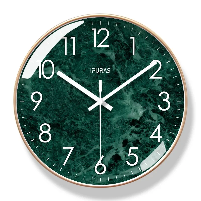 10/12/14-inch Marble Wall Clock Living Room Simple Nordic Fashion Home Hanging Watch Silent Sweep Second Quartz Clocks