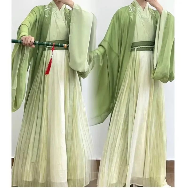 Hanfu Costume For Men Chinese Traditional Embroidered Hanfu Sets Male Cosplay Costume Shirt+Skirt+Coat Hanfu 3pcs Sets For Women