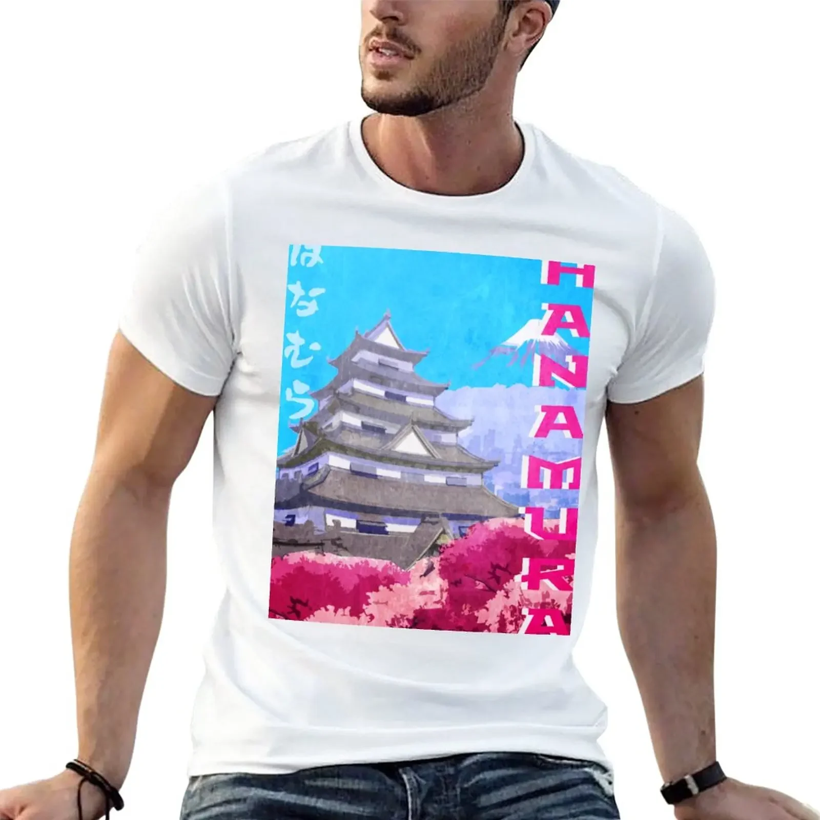 Hanamura Vintage Travel Poster T-Shirt Blouse blanks graphics vintage clothes mens vintage t shirts