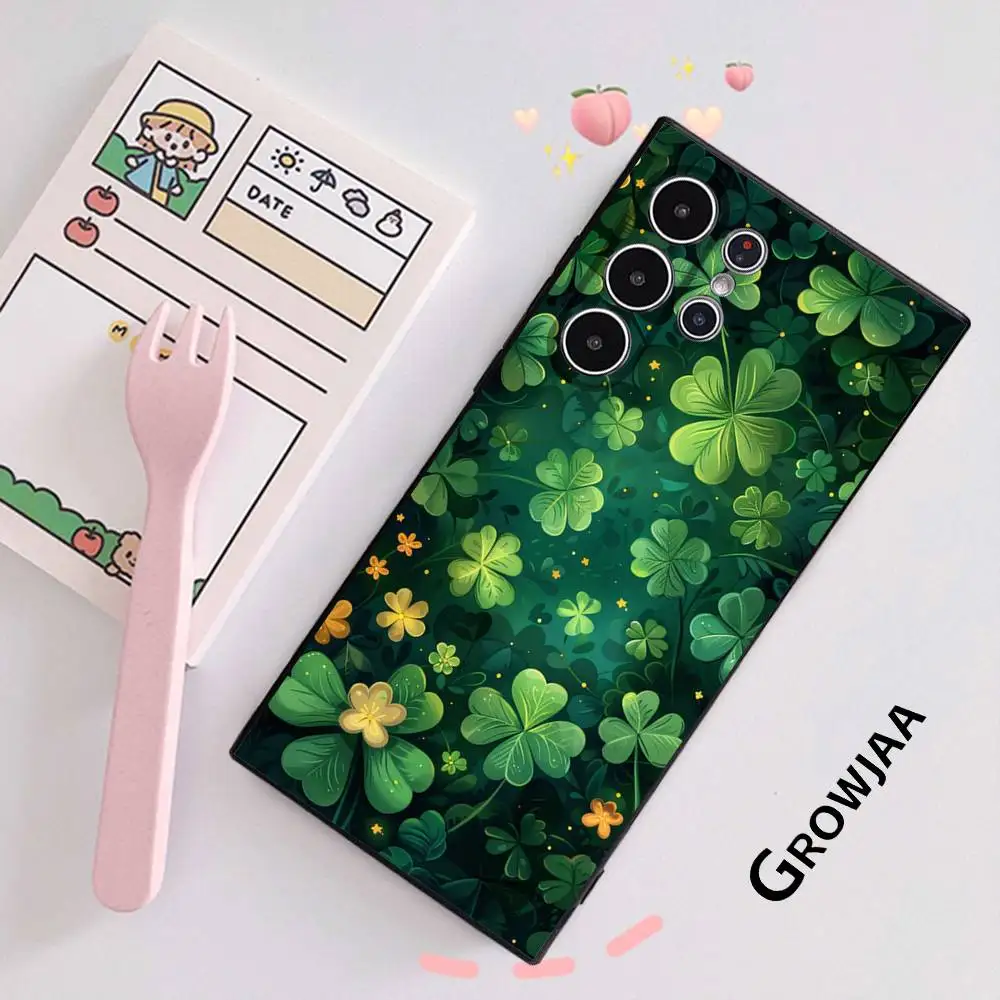Telefon Fall Glück Vierblättriges Kleeblatt Für Samsung Galaxy S25 S24 S23 S22 S21 S20 Ultra Plus Matt Soft Cover Funda
