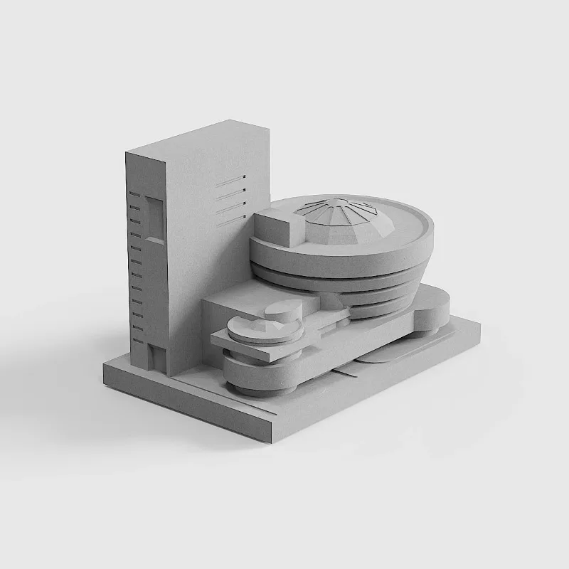 رايت | متحف جوجينهايم | نموذج بناء الأسمنت، ديكور منزلي بسيط وحديث لسطح المكتب وزخرفة نموذج منزل خرساني #1