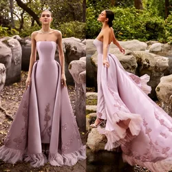 ประณีตลูกปัดประดับด้วยเลื่อมชุดราตรีหรูหรา Strapless Draped Party Gowns แฟชั่น Chic Sweep Train ชุดราตรี