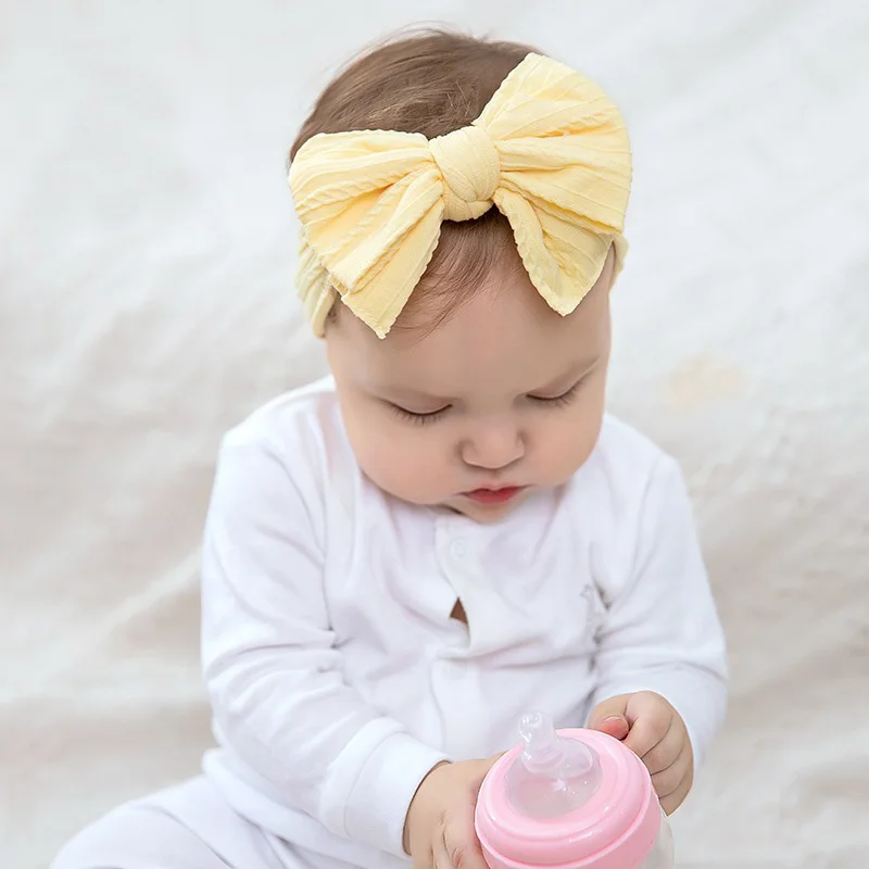 24-ピース-ロット、ケーブルニットベビーノットボウヘッドバンド弾性ナイロン新生児ヘッドバンドソフトターバンヘッドラップキッズヘアアクセサリー