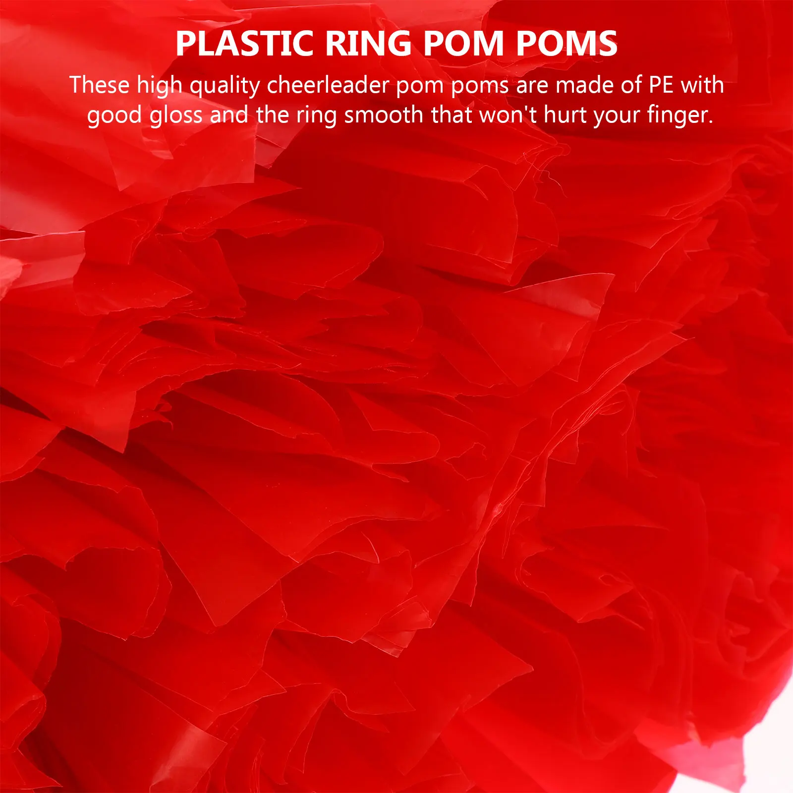 

2pcs Cheer Poms Red Durable Pe Glossy Ring Design Washable Sports Party Dance Accessories For Cheerleader Team Sports