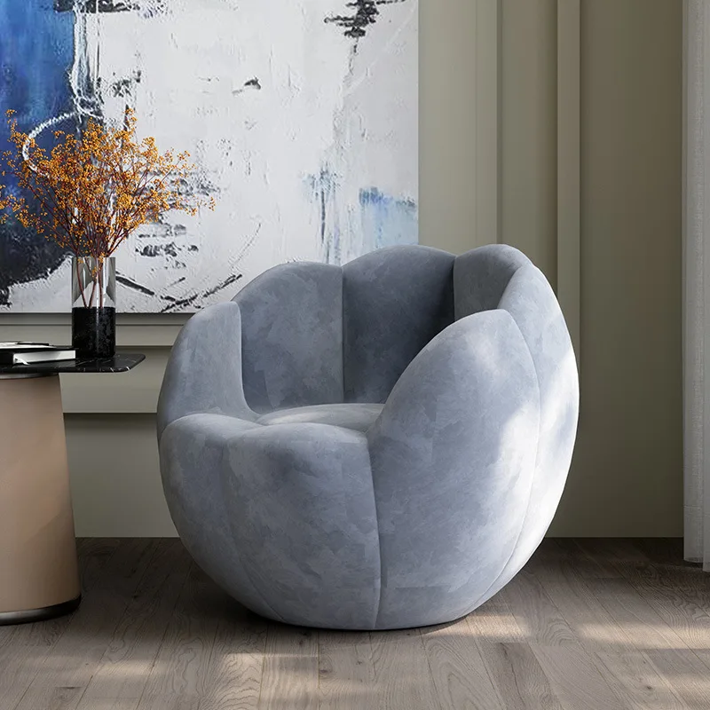 

Modern simple single fabric sofa bedroom designer creative balcony lazy leisure chair living room pumpkin recliner