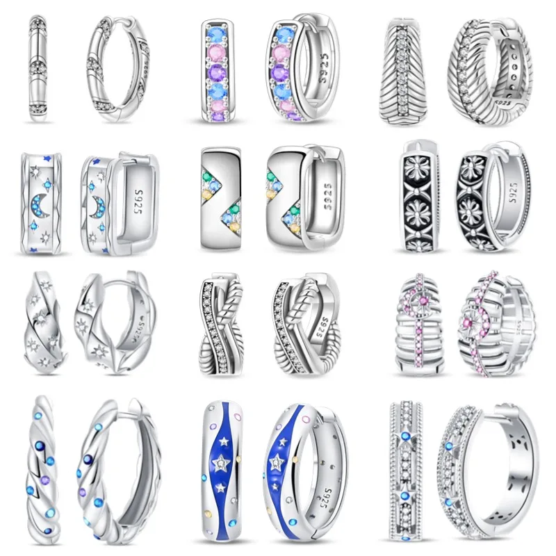 

100% 925 sterling silver cubic zirconia star double ring earrings, suitable for women's engagement jewelry