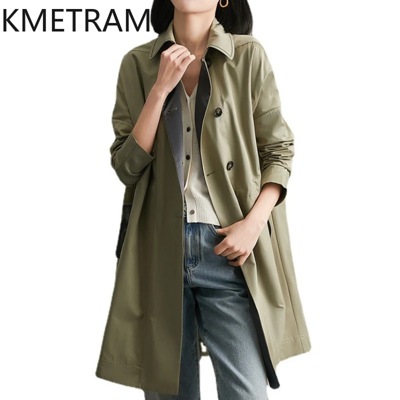 KMETRAM Fashion Trench Coats Elegant New in Outerwears Korean Style Mid Length Jacket Fall Clothes Women 2024 Ветровка Женская