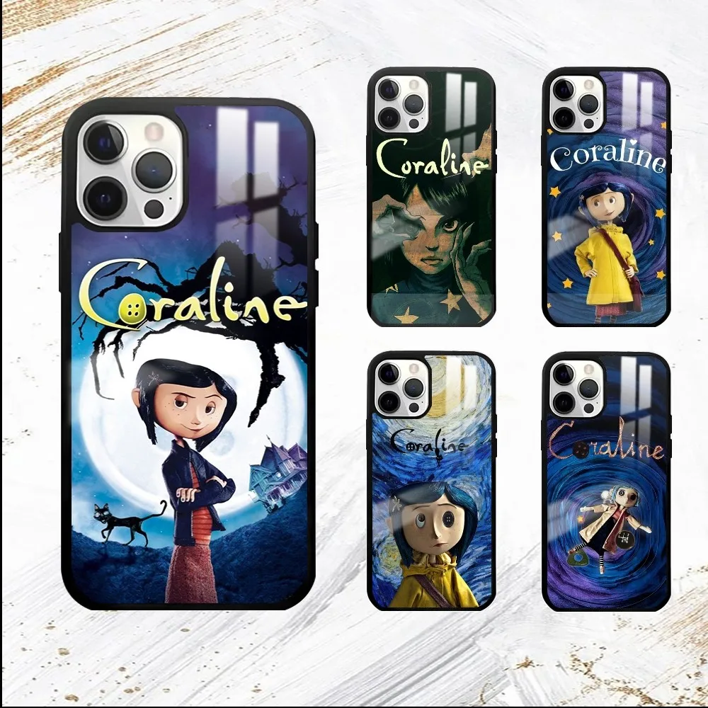 C-coraline & t-the S-Secret Phone Case For iPhone 16 15 14 13 12 11 Pro Max Plus Mini PC Mirror Fashion  phone case