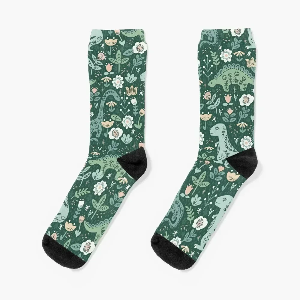 

Folk Floral Dinosaur Socks heated shoes Men's Man Socks Women's