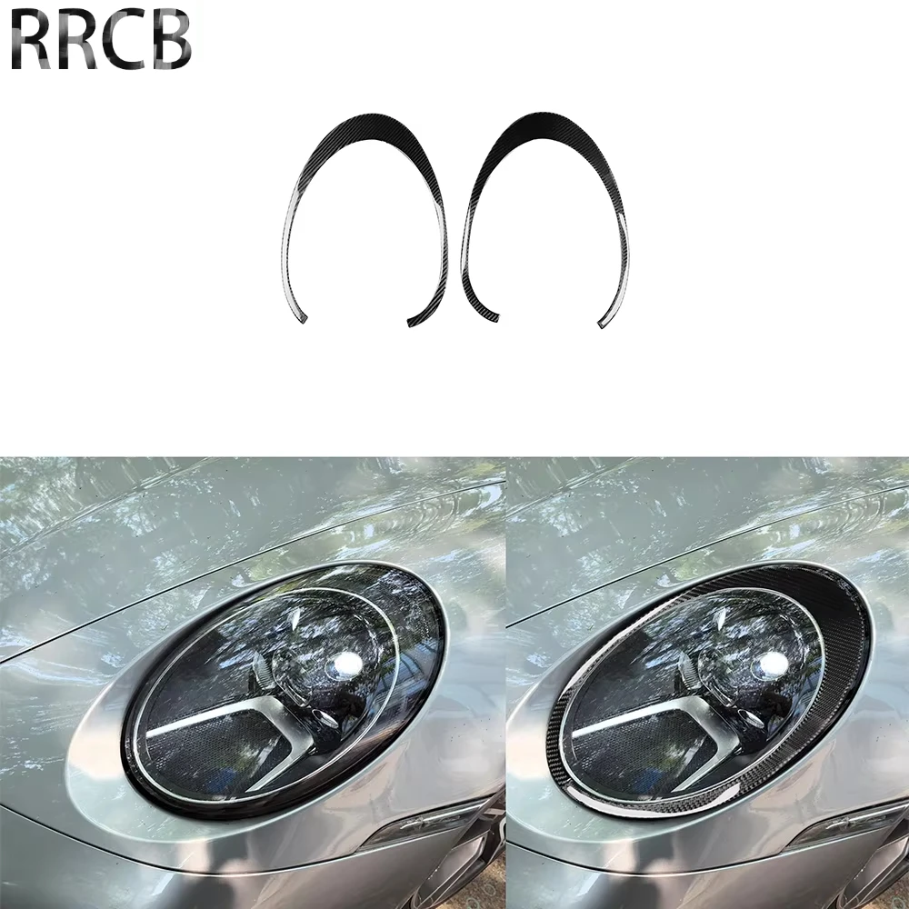 

For Porsche 911 992 2019-2024 Carbon Fiber Headlight Lamp Brow Header Car Interior Decoration Accessories Cover Tuning Stickers