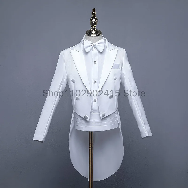 Children Tuxedo Tailcoat Formal Dress Suits Swallow Tail Coat Boy's Jacket Pants Suits Party Dance Magic Stage Performance Tails