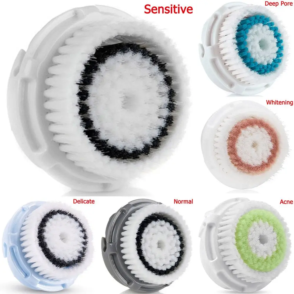 Único portátil normal branqueamento acne escova de limpeza profunda dos poros cabeça substituição ultra sônica limpadores faciais