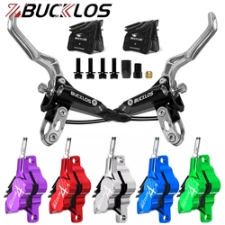 BUCKLOS Bicycle 4 Piston Hydraulic Disc Brake Set 850/1550mm Oil Pressure Brakes Front Rear Mountain Bike E-Bike Hydraulic Brake