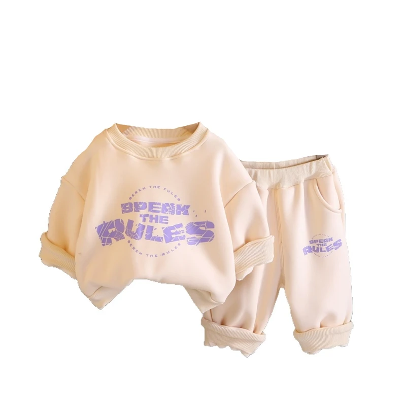 

New Autumn Winter Baby Girls Clothes Set Children Boys Casual Thick Warm T-Shirt Pants 2Pcs/Sets Infant Clothing Kids Tracksuits